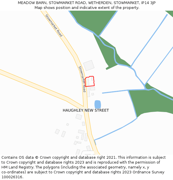 MEADOW BARN, STOWMARKET ROAD, WETHERDEN, STOWMARKET, IP14 3JP: Location map and indicative extent of plot