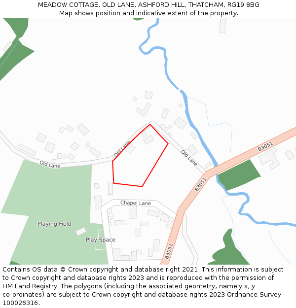 MEADOW COTTAGE, OLD LANE, ASHFORD HILL, THATCHAM, RG19 8BG: Location map and indicative extent of plot