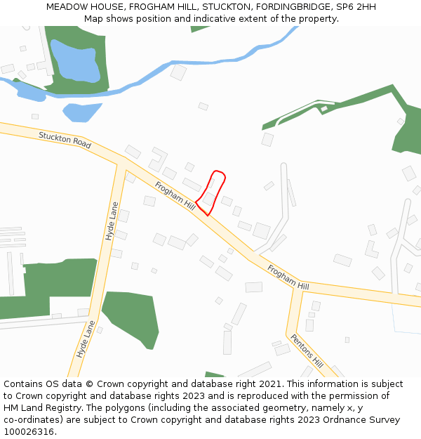MEADOW HOUSE, FROGHAM HILL, STUCKTON, FORDINGBRIDGE, SP6 2HH: Location map and indicative extent of plot