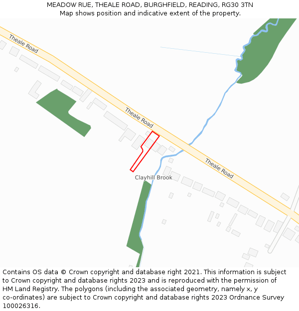 MEADOW RUE, THEALE ROAD, BURGHFIELD, READING, RG30 3TN: Location map and indicative extent of plot