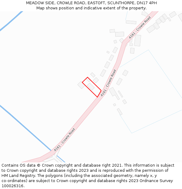 MEADOW SIDE, CROWLE ROAD, EASTOFT, SCUNTHORPE, DN17 4PH: Location map and indicative extent of plot