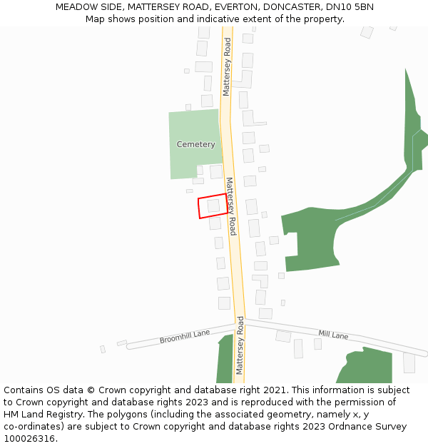 MEADOW SIDE, MATTERSEY ROAD, EVERTON, DONCASTER, DN10 5BN: Location map and indicative extent of plot