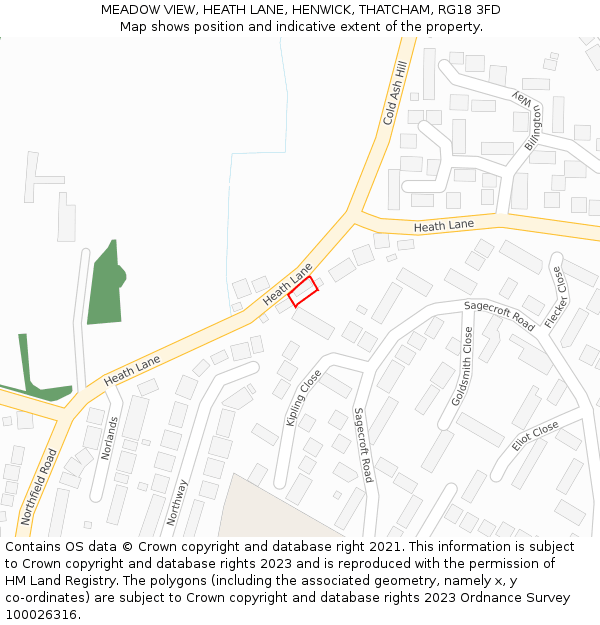 MEADOW VIEW, HEATH LANE, HENWICK, THATCHAM, RG18 3FD: Location map and indicative extent of plot