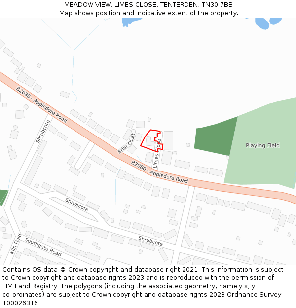 MEADOW VIEW, LIMES CLOSE, TENTERDEN, TN30 7BB: Location map and indicative extent of plot