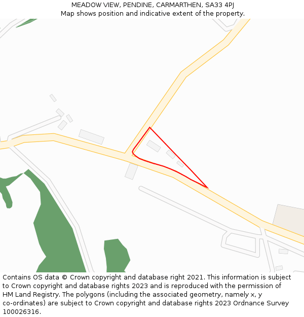 MEADOW VIEW, PENDINE, CARMARTHEN, SA33 4PJ: Location map and indicative extent of plot