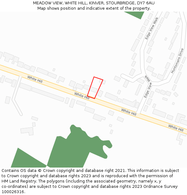 MEADOW VIEW, WHITE HILL, KINVER, STOURBRIDGE, DY7 6AU: Location map and indicative extent of plot