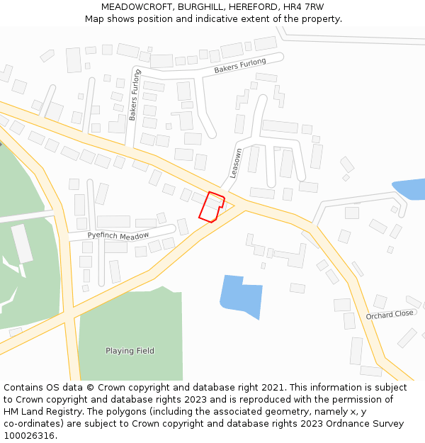 MEADOWCROFT, BURGHILL, HEREFORD, HR4 7RW: Location map and indicative extent of plot