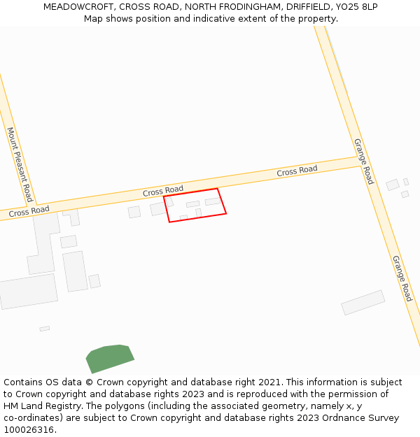 MEADOWCROFT, CROSS ROAD, NORTH FRODINGHAM, DRIFFIELD, YO25 8LP: Location map and indicative extent of plot
