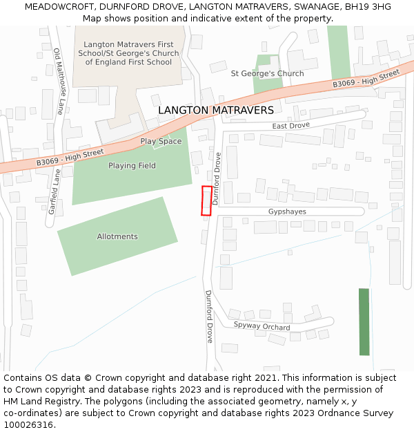 MEADOWCROFT, DURNFORD DROVE, LANGTON MATRAVERS, SWANAGE, BH19 3HG: Location map and indicative extent of plot