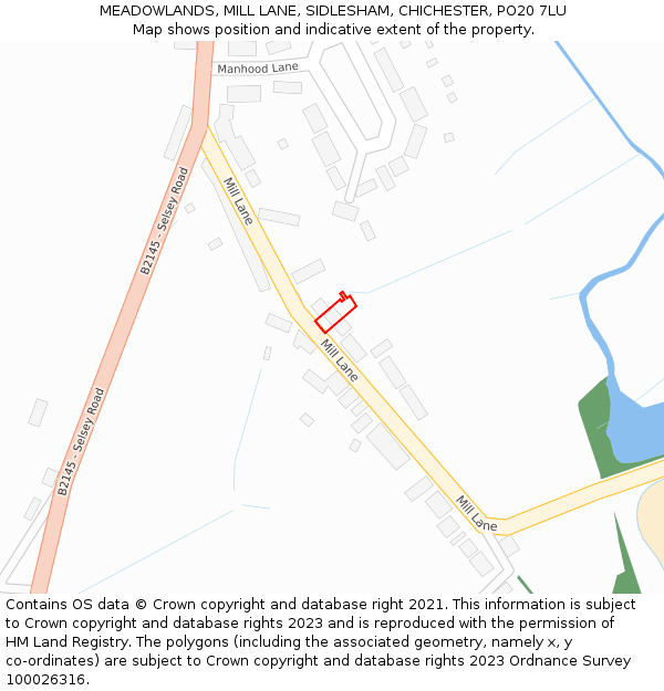 MEADOWLANDS, MILL LANE, SIDLESHAM, CHICHESTER, PO20 7LU: Location map and indicative extent of plot