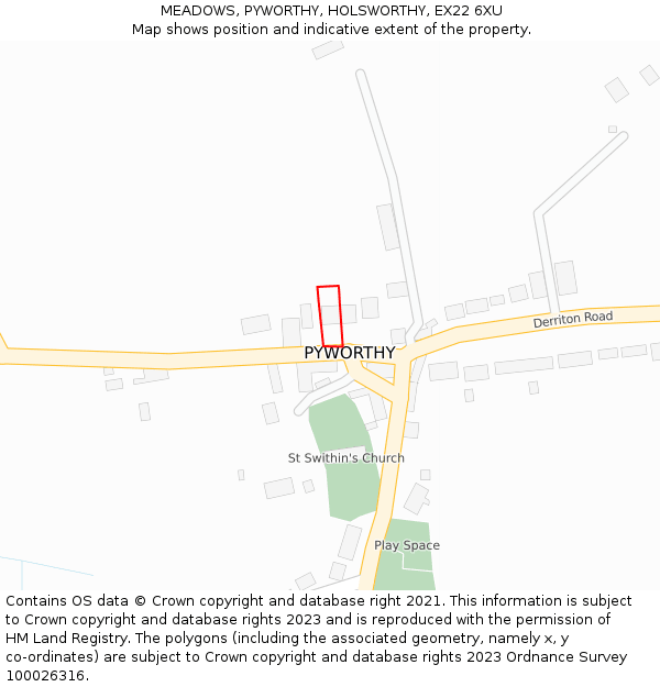 MEADOWS, PYWORTHY, HOLSWORTHY, EX22 6XU: Location map and indicative extent of plot