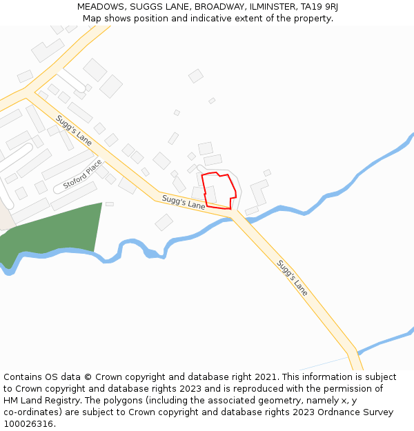 MEADOWS, SUGGS LANE, BROADWAY, ILMINSTER, TA19 9RJ: Location map and indicative extent of plot