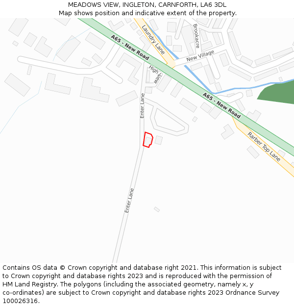 MEADOWS VIEW, INGLETON, CARNFORTH, LA6 3DL: Location map and indicative extent of plot