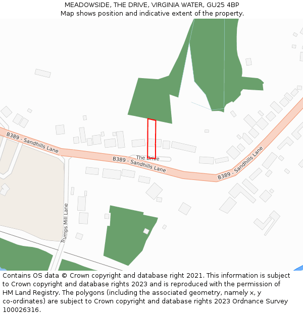 MEADOWSIDE, THE DRIVE, VIRGINIA WATER, GU25 4BP: Location map and indicative extent of plot