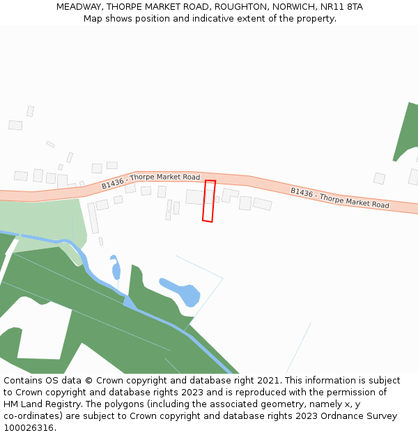 MEADWAY, THORPE MARKET ROAD, ROUGHTON, NORWICH, NR11 8TA: Location map and indicative extent of plot