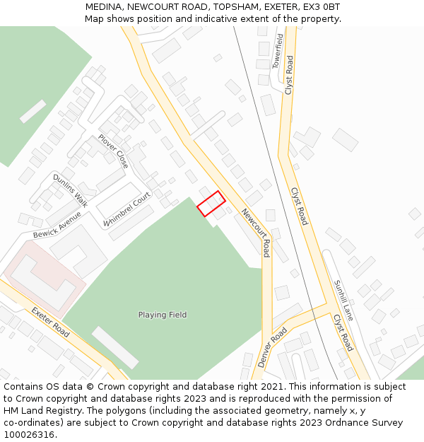 MEDINA, NEWCOURT ROAD, TOPSHAM, EXETER, EX3 0BT: Location map and indicative extent of plot