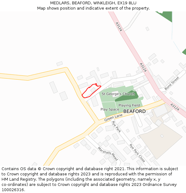 MEDLARS, BEAFORD, WINKLEIGH, EX19 8LU: Location map and indicative extent of plot