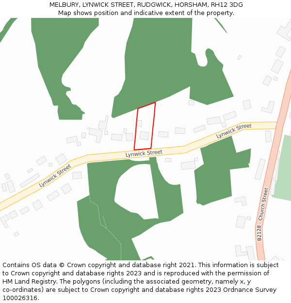 MELBURY, LYNWICK STREET, RUDGWICK, HORSHAM, RH12 3DG: Location map and indicative extent of plot