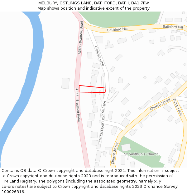 MELBURY, OSTLINGS LANE, BATHFORD, BATH, BA1 7RW: Location map and indicative extent of plot