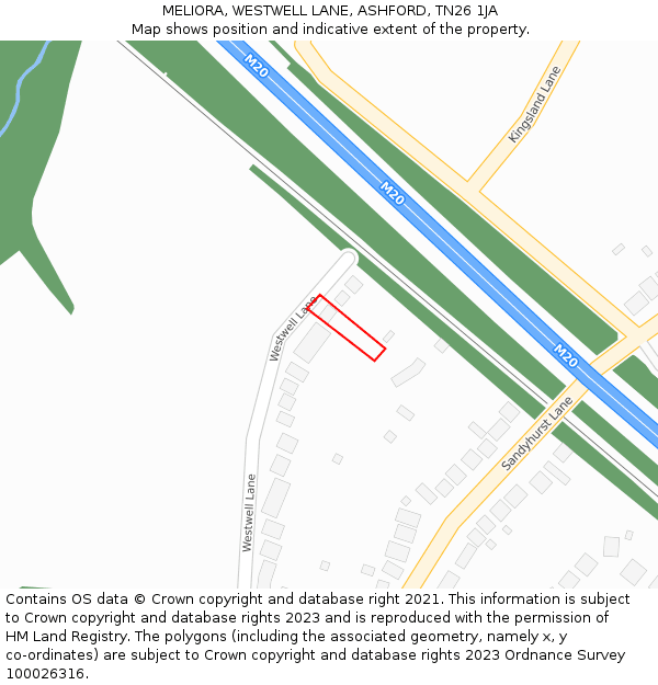 MELIORA, WESTWELL LANE, ASHFORD, TN26 1JA: Location map and indicative extent of plot