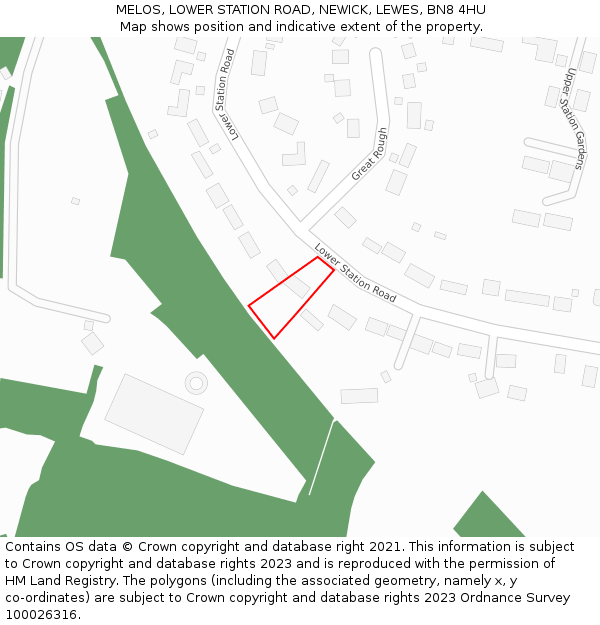 MELOS, LOWER STATION ROAD, NEWICK, LEWES, BN8 4HU: Location map and indicative extent of plot