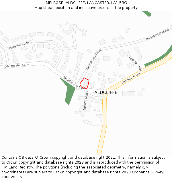 MELROSE, ALDCLIFFE, LANCASTER, LA1 5BG: Location map and indicative extent of plot