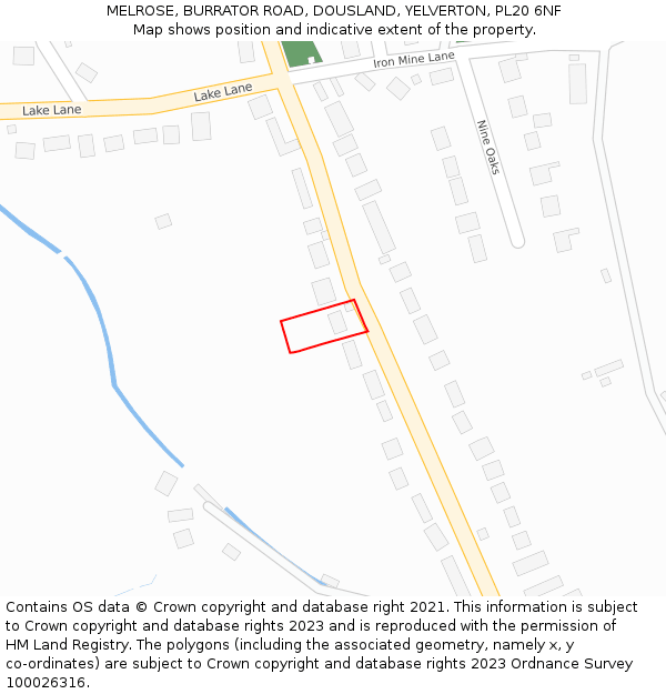 MELROSE, BURRATOR ROAD, DOUSLAND, YELVERTON, PL20 6NF: Location map and indicative extent of plot