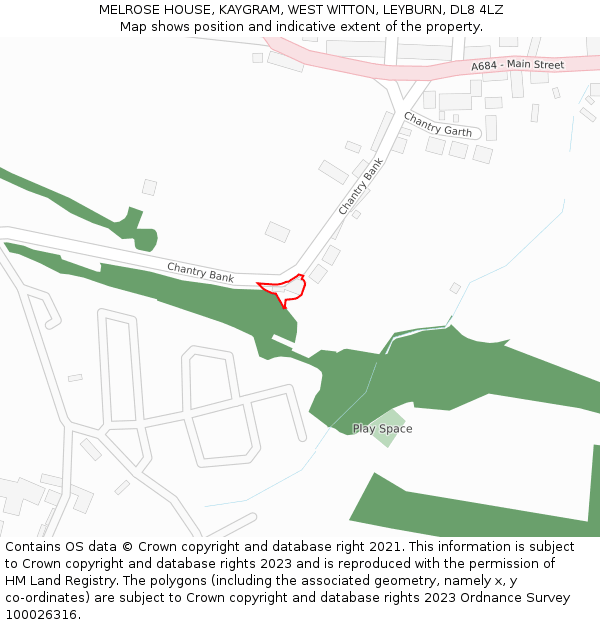 MELROSE HOUSE, KAYGRAM, WEST WITTON, LEYBURN, DL8 4LZ: Location map and indicative extent of plot