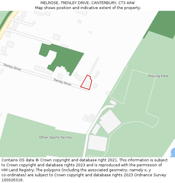 MELROSE, TRENLEY DRIVE, CANTERBURY, CT3 4AW: Location map and indicative extent of plot