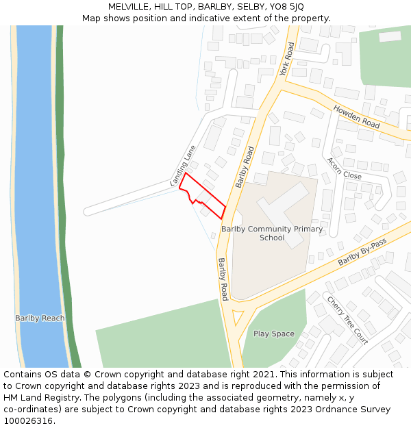 MELVILLE, HILL TOP, BARLBY, SELBY, YO8 5JQ: Location map and indicative extent of plot