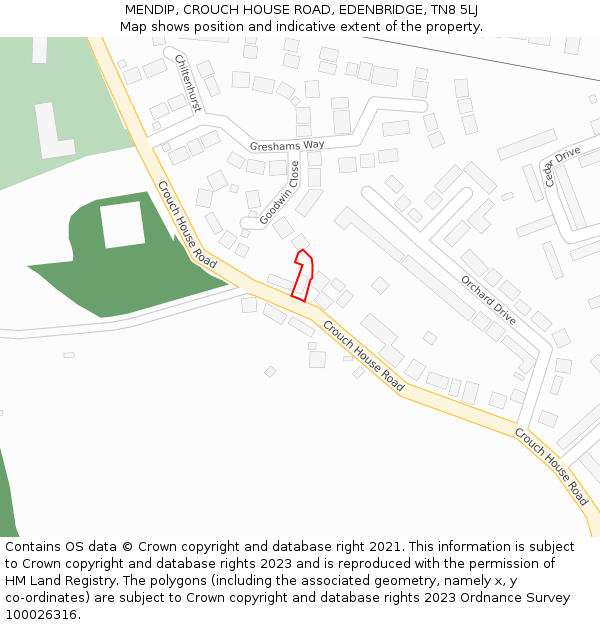 MENDIP, CROUCH HOUSE ROAD, EDENBRIDGE, TN8 5LJ: Location map and indicative extent of plot