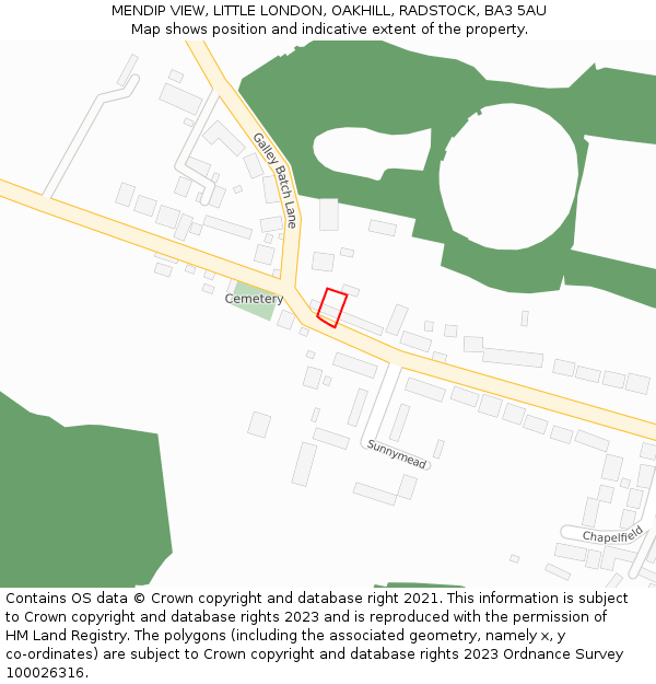 MENDIP VIEW, LITTLE LONDON, OAKHILL, RADSTOCK, BA3 5AU: Location map and indicative extent of plot