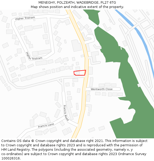 MENEGHY, POLZEATH, WADEBRIDGE, PL27 6TG: Location map and indicative extent of plot