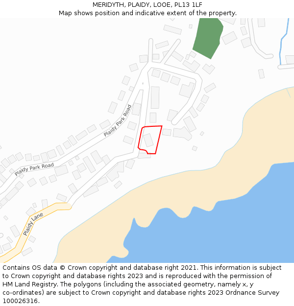 MERIDYTH, PLAIDY, LOOE, PL13 1LF: Location map and indicative extent of plot