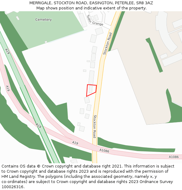 MERRIGALE, STOCKTON ROAD, EASINGTON, PETERLEE, SR8 3AZ: Location map and indicative extent of plot