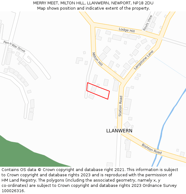 MERRY MEET, MILTON HILL, LLANWERN, NEWPORT, NP18 2DU: Location map and indicative extent of plot