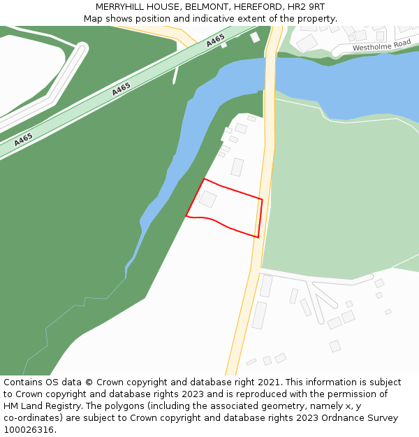 MERRYHILL HOUSE, BELMONT, HEREFORD, HR2 9RT: Location map and indicative extent of plot