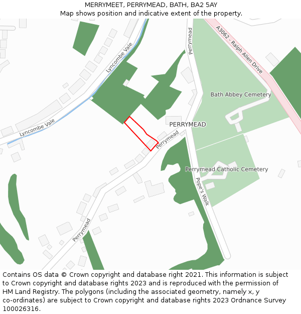 MERRYMEET, PERRYMEAD, BATH, BA2 5AY: Location map and indicative extent of plot