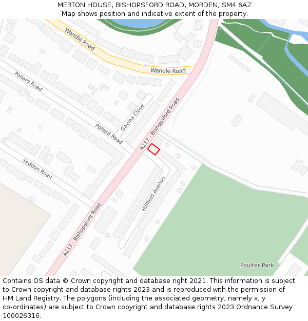 MERTON HOUSE, BISHOPSFORD ROAD, MORDEN, SM4 6AZ: Location map and indicative extent of plot