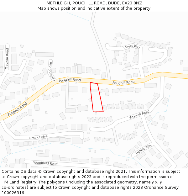 METHLEIGH, POUGHILL ROAD, BUDE, EX23 8NZ: Location map and indicative extent of plot