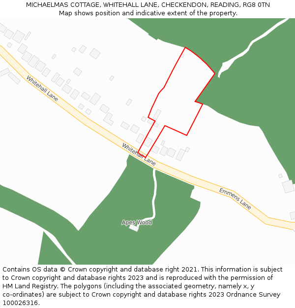 MICHAELMAS COTTAGE, WHITEHALL LANE, CHECKENDON, READING, RG8 0TN: Location map and indicative extent of plot