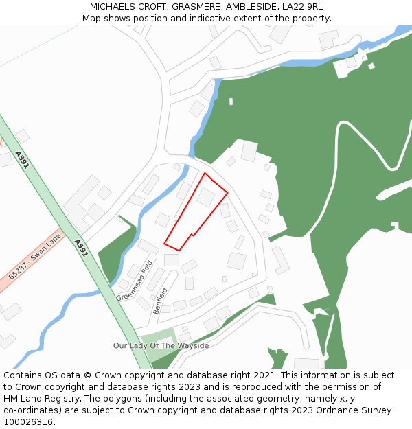 MICHAELS CROFT, GRASMERE, AMBLESIDE, LA22 9RL: Location map and indicative extent of plot