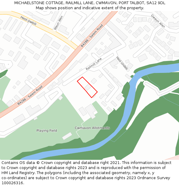 MICHAELSTONE COTTAGE, RAILMILL LANE, CWMAVON, PORT TALBOT, SA12 9DL: Location map and indicative extent of plot