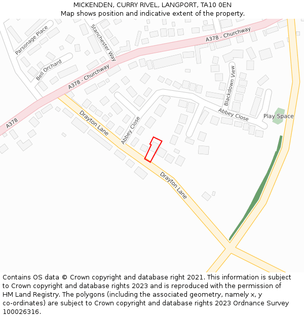 MICKENDEN, CURRY RIVEL, LANGPORT, TA10 0EN: Location map and indicative extent of plot