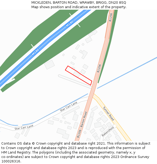 MICKLEDEN, BARTON ROAD, WRAWBY, BRIGG, DN20 8SQ: Location map and indicative extent of plot