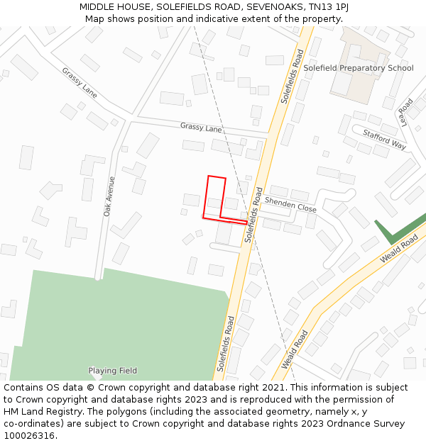 MIDDLE HOUSE, SOLEFIELDS ROAD, SEVENOAKS, TN13 1PJ: Location map and indicative extent of plot