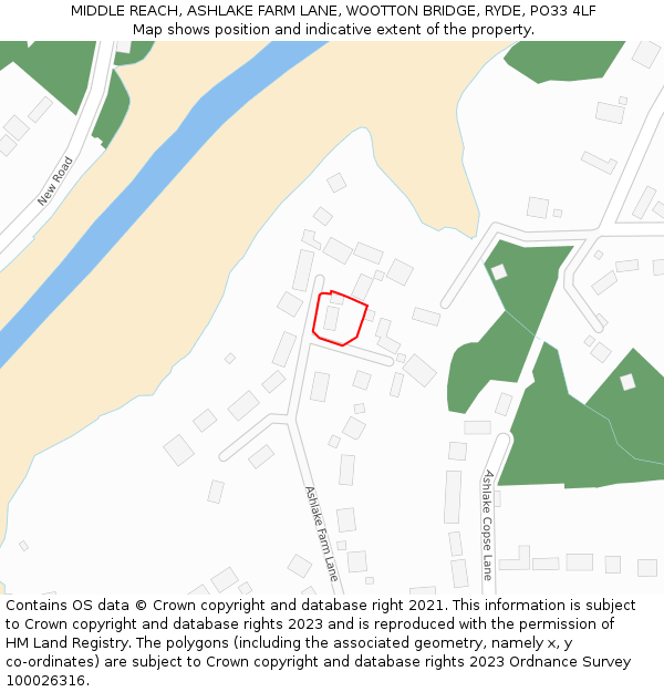 MIDDLE REACH, ASHLAKE FARM LANE, WOOTTON BRIDGE, RYDE, PO33 4LF: Location map and indicative extent of plot