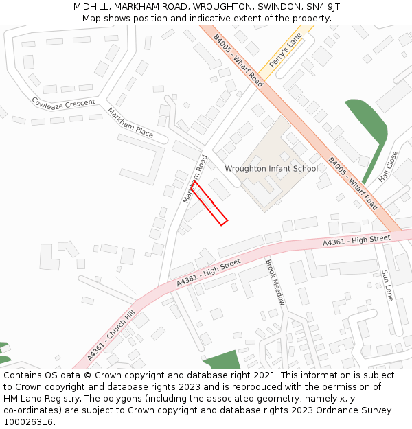 MIDHILL, MARKHAM ROAD, WROUGHTON, SWINDON, SN4 9JT: Location map and indicative extent of plot