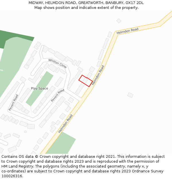 MIDWAY, HELMDON ROAD, GREATWORTH, BANBURY, OX17 2DL: Location map and indicative extent of plot