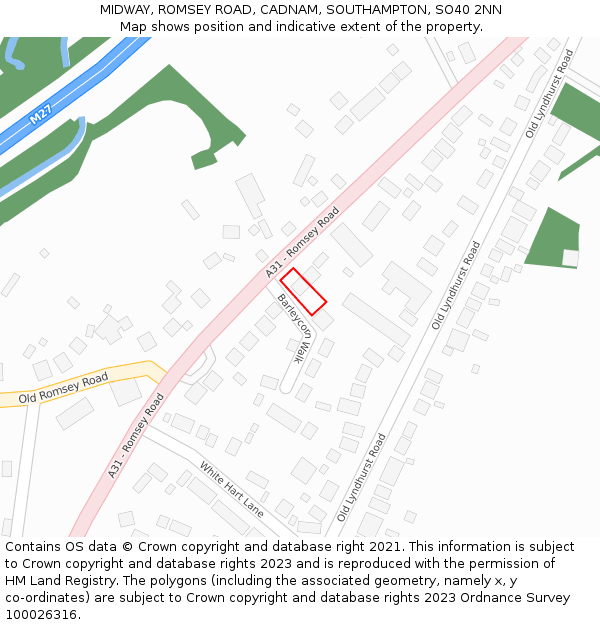 MIDWAY, ROMSEY ROAD, CADNAM, SOUTHAMPTON, SO40 2NN: Location map and indicative extent of plot